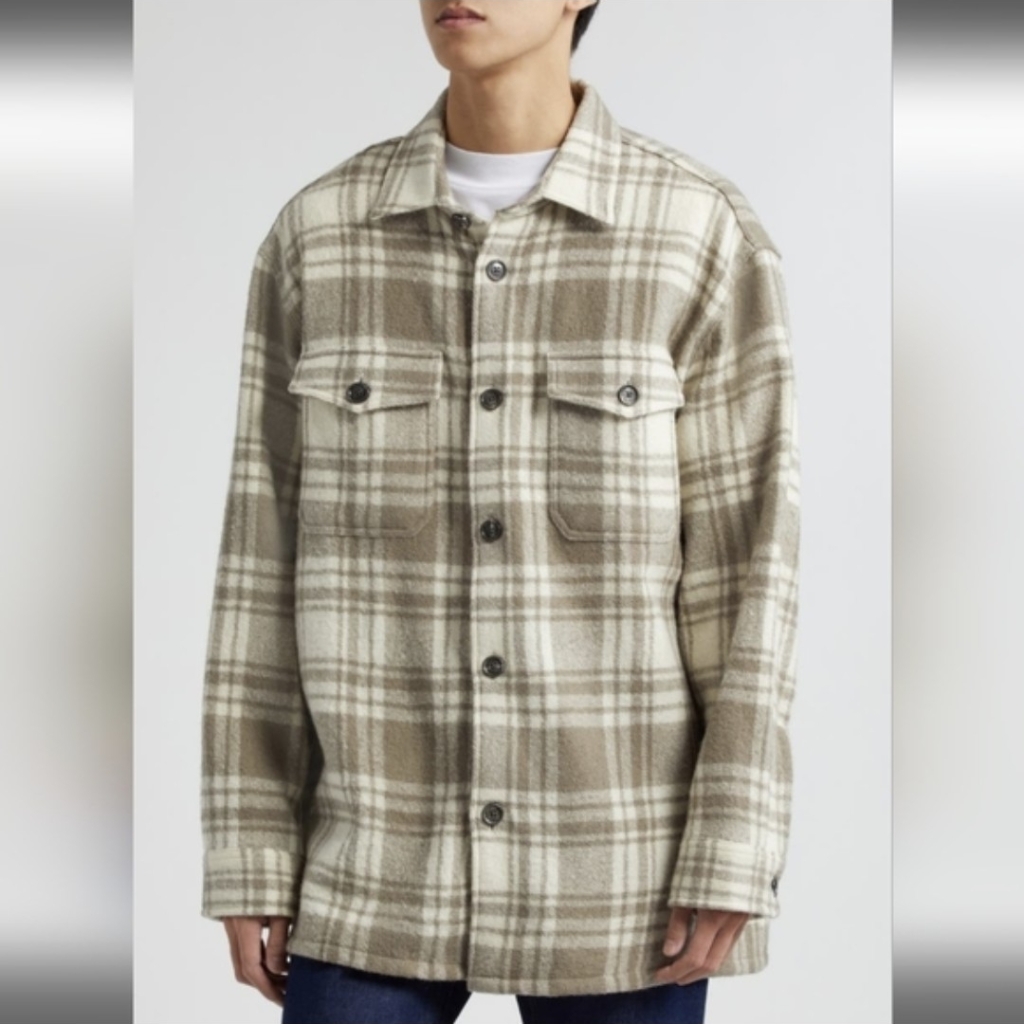 Ami Paris Oversized Plaid Wool Shirt Jacket Xl